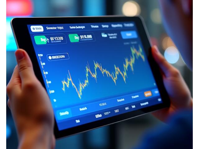 Screenshot of a gamified trading simulator interface with charts, virtual crypto balances, and interactive buttons