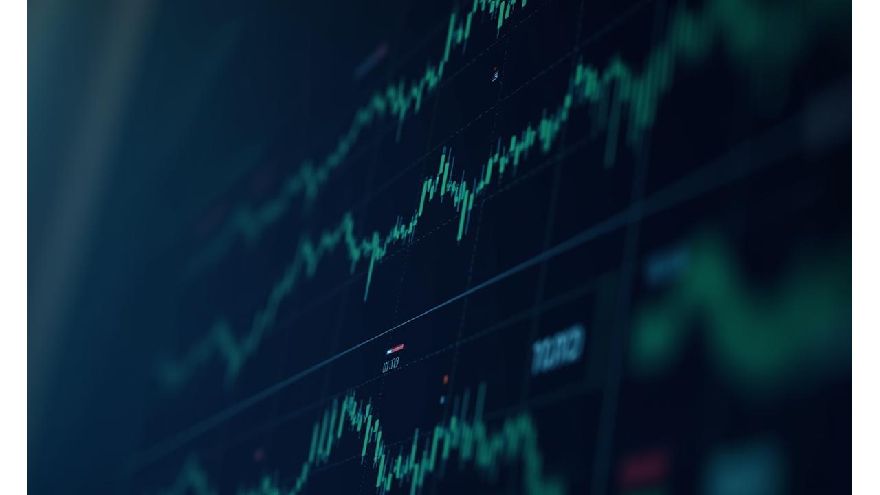 Complex financial charts and graphs visualizing crypto market trends, risk analytics, and performance attribution.