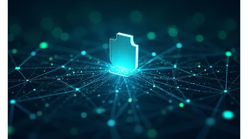 Abstract visualization of digital compliance and legal framework, featuring interconnected nodes and secure data flow.