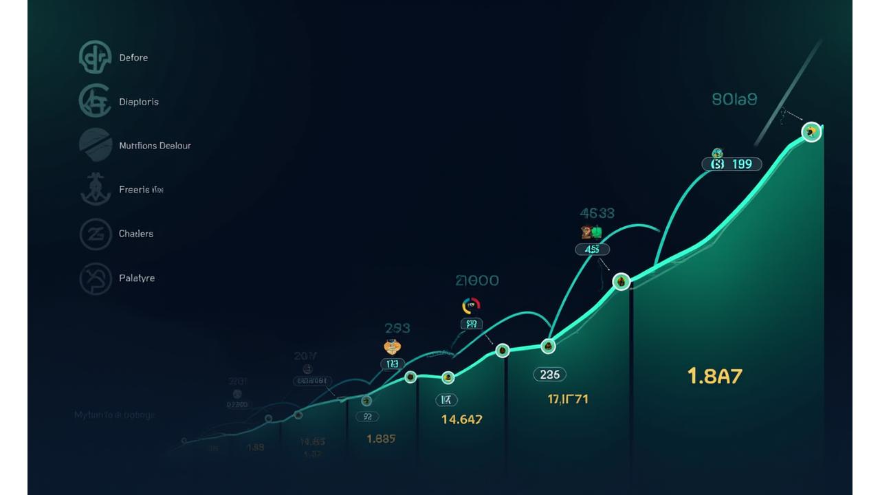 Infographic displaying key performance indicators (KPIs) and growth charts for several successful crypto projects that utilized Ignite Labs' tokenomics optimization services, showcasing 'before' and 'after' metrics.